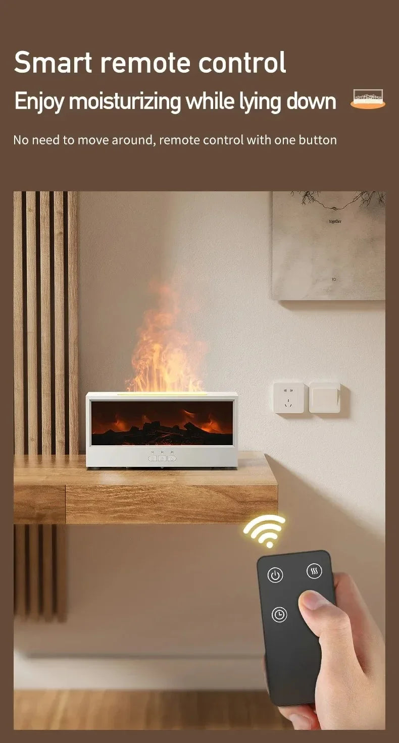 3D Flame Aromatherapy Diffuser - Essential Oil Humidifier with Color Lighting  Remote Control
