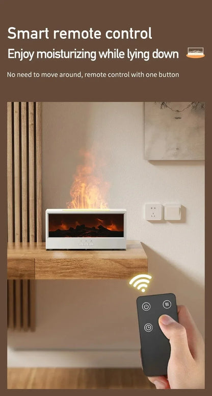 3D Flame Aromatherapy Diffuser - Essential Oil Humidifier with Color Lighting  Remote Control