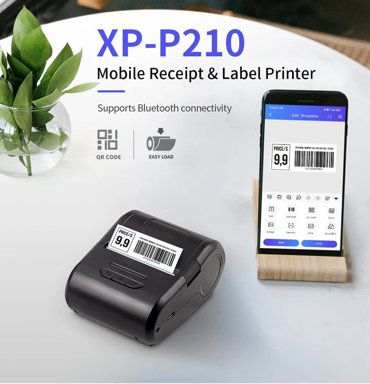 Portable Thermal Receipt Printer Mini Impresora Portatil 2Inch Portable Shipping Label Printer with Dual Duties Xprinter XP-P210
