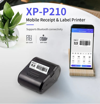 Portable Thermal Receipt Printer Mini Impresora Portatil 2Inch Portable Shipping Label Printer with Dual Duties Xprinter XP-P210