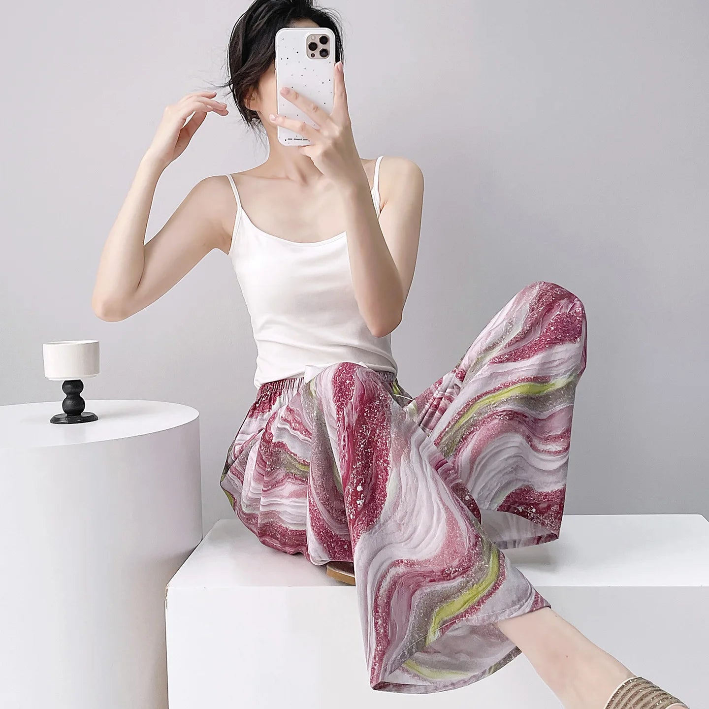 Women Cotton Casual Trousers Summer Loose Pajamas Home Pants Thin Wide Leg Pants Fashion Oversized Sleep Bottoms Korean Pants