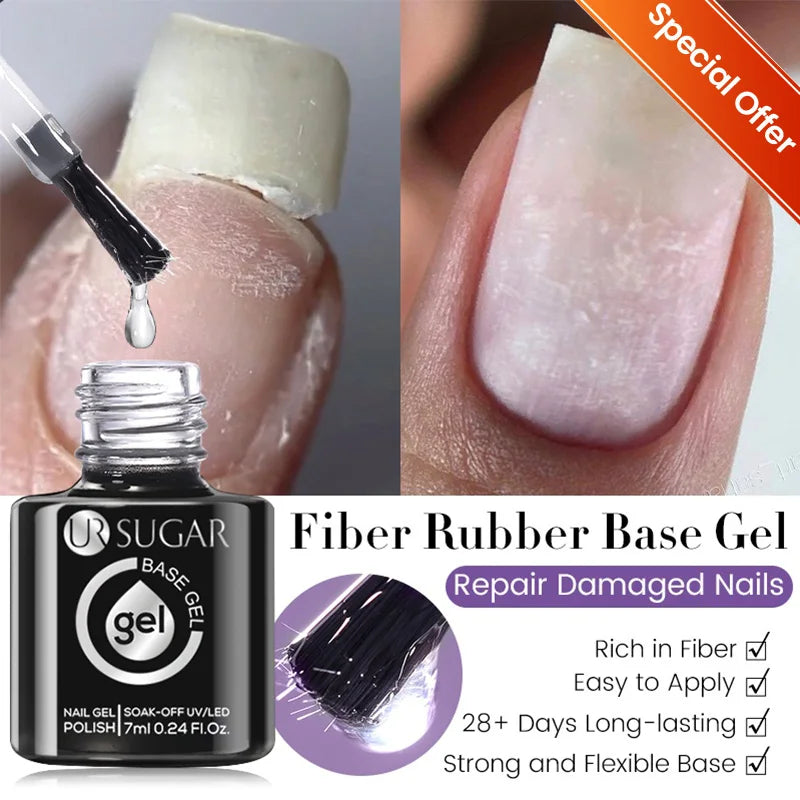 Nude Crystal Rubber Base Gel - 7ml Semi-Permanent Soak Off UV LED Nail Varnish