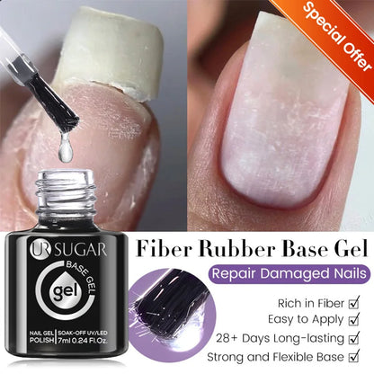 Nude Crystal Rubber Base Gel - 7ml Semi-Permanent Soak Off UV LED Nail Varnish
