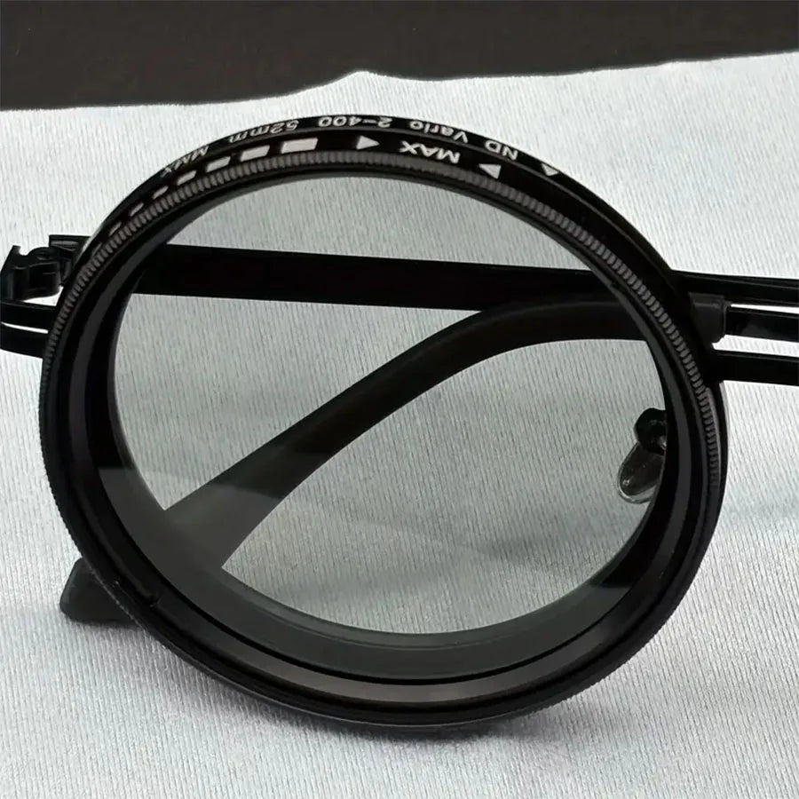 Cyberpunk Style Glasses – Metal Frame Eyewear with Rotating Lenses & UV400 Protection