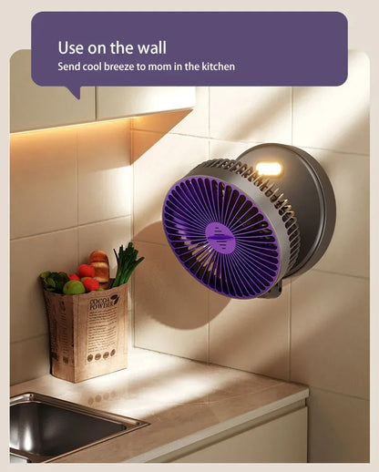 5000mAh 3IN1 Rechargeable Multifunctional Portable Fan Wall Mounted Fan 90° Folding Fan 4 Gears With Warm Night Light New 2025
