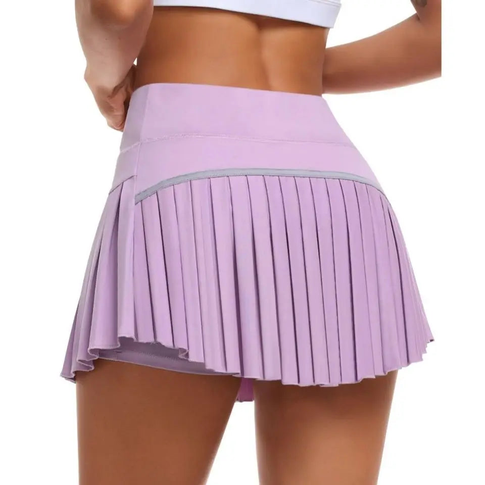 Summer Candy Color Running Shorts Side Pocket False 2 Pieces Tennis Mini Skirt Cooling Quick Dry Breathable Yoga Skirt Women