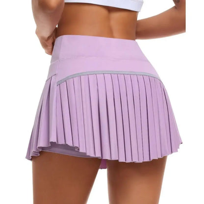 Summer Candy Color Running Shorts Side Pocket False 2 Pieces Tennis Mini Skirt Cooling Quick Dry Breathable Yoga Skirt Women