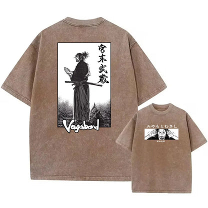 Men Streetwear Tshirt - Vintage Harajuku Anime Graphic Print Black Cotton Tee