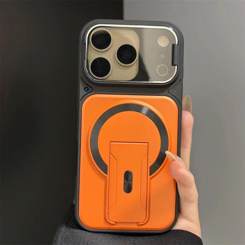 Fold Stand Magnetic Armor Case for iPhone 17 Air 16 15 14 Plus 13 12 11 Pro Max For Magsafe Camera Holder Lens Protection Cover