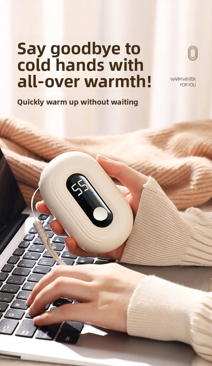 Mini Hand Warmer With Digital Display USB Charging Self-Heating Hand Warmer Gift Box Portable Warmth For Hands