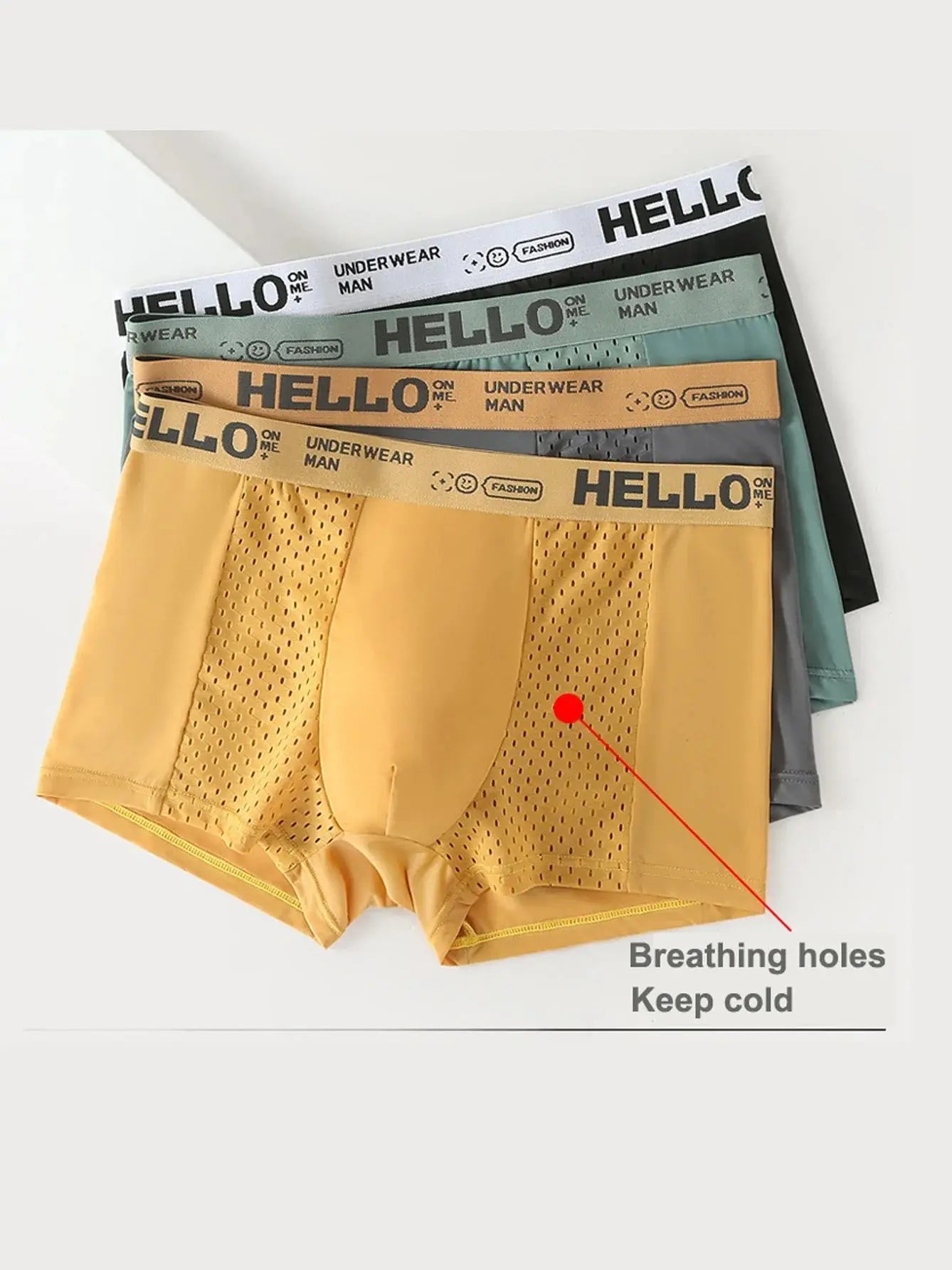 3PCS/LOT Men's Underwear Breathable Mesh Man Underpants Male Thin Sexy Boxers Men Panties Boxer Shorts Ice silk