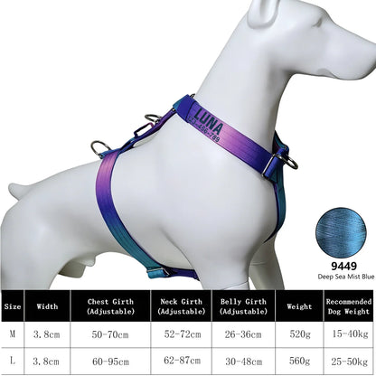Custom Dog Harness Personalized Name Phone Gradient Knitted No Pull Adjustable Pet Vest for Small Large Dogs