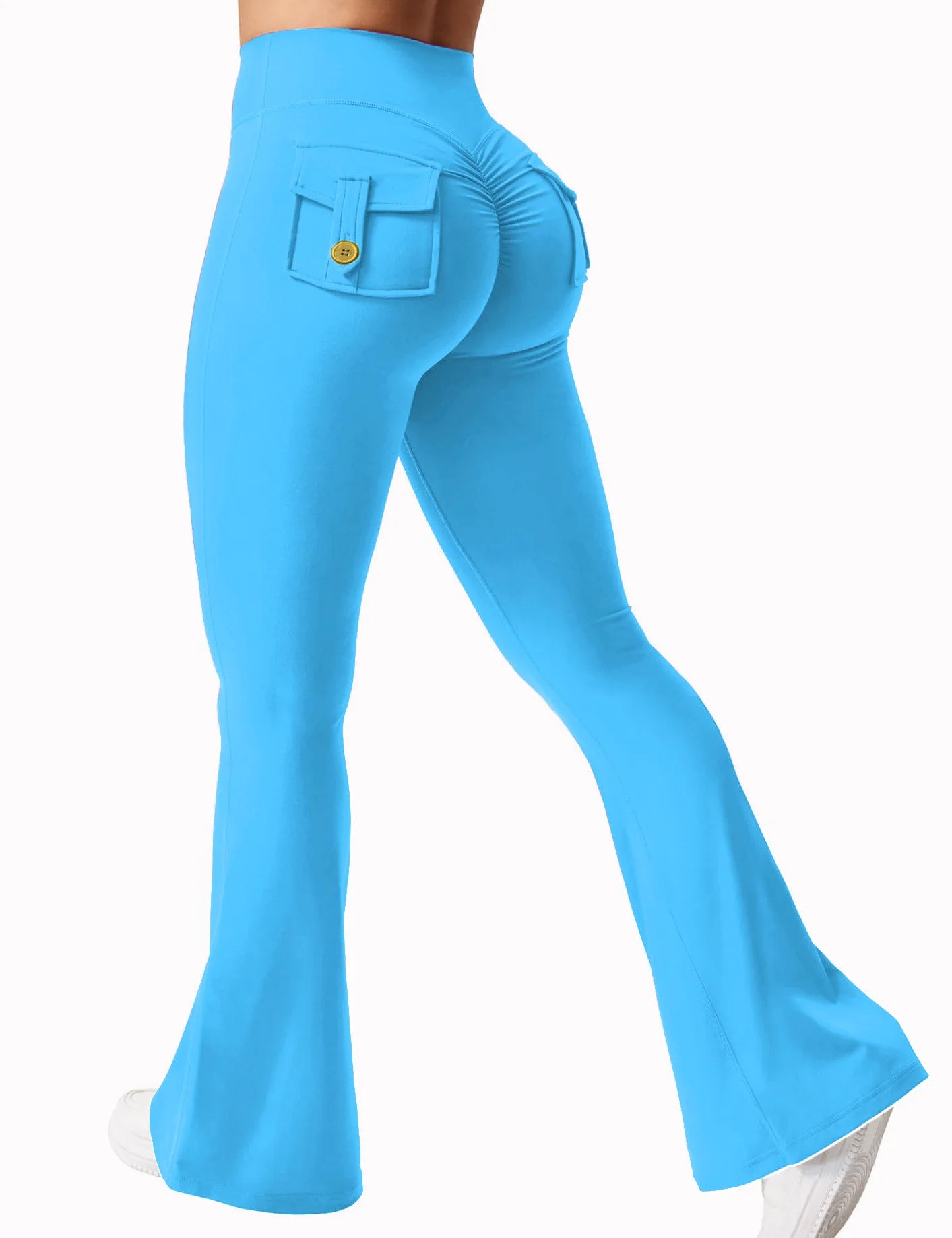 The Latest Women's Wide-leg High-elasticity Yoga Leggings Tooling Pockets Yoga Pants Hip-lifting Sports Fitness Pants Micro