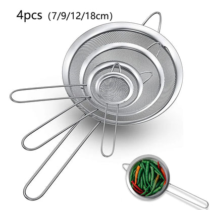 Fine-Mesh Strainer Set – Stainless Steel Sieve & Flour Sifter (3/4-Piece)