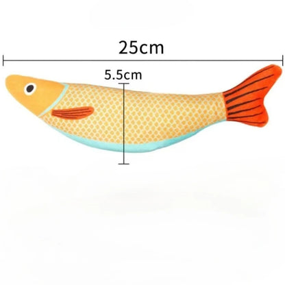 Cat Chew Plush Squeaky Toy Interactive Catnip Simulated Fish Bite-resistant Kitten Toy Teeth Cleaning Cat Supplies Accessories
