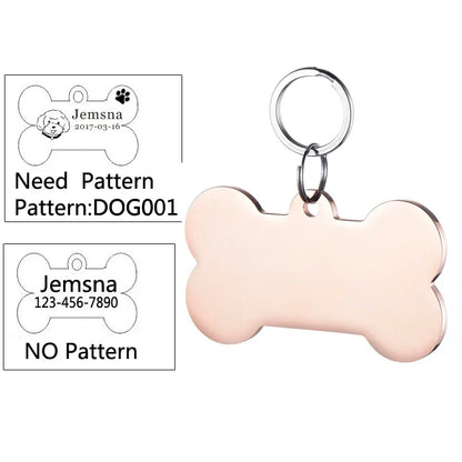 Dog ID Tag Free Engraving Name Tel Pet Collar Harness Pendant Clothes Accessories For Cat Custom Puppy Kitten Leash Pet Supplies