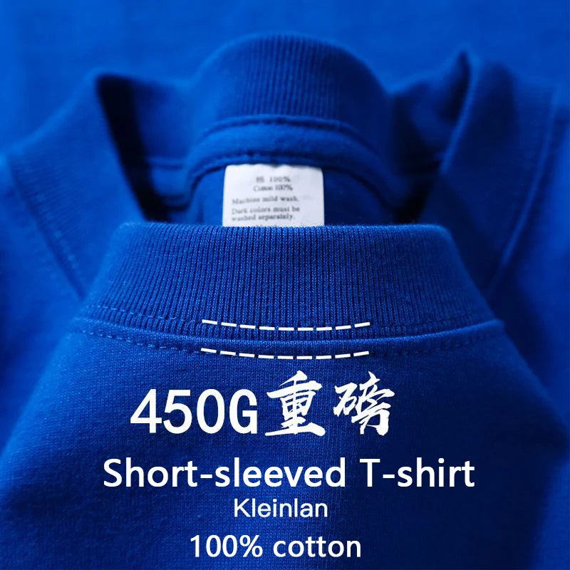 450g Gsm Pure Cotton Short-sleeved T-shirt Men's Loose American Fashionable Brand Casual High Street Half-sleeved T-shirt