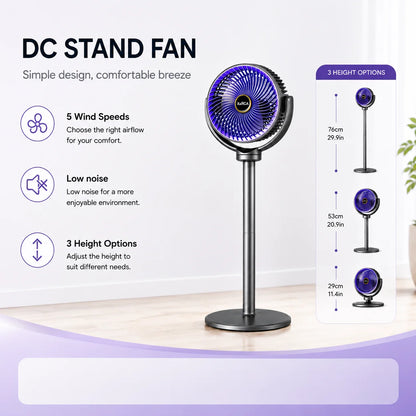 Modern 2-in-1 Floor Desk Air Circulator Fan 5 Speeds Powerful Airflow Portable USB Pedestal Fan for Home Bedroom Office