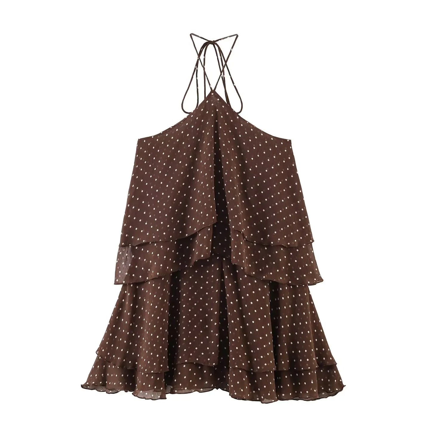 Women's New Summer Dress 2026 Fashion Neck Cascading Elegant Youth Ball Party Dresses Chic Polka-dot Mini Comfortable Dress