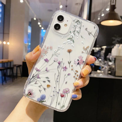 Flower Phone Case For iPhone 17 Case iPhone 15 13 14 11 12 16 Pro Max 7 8 Plus 12 13 Mini XR SE Soft Silicone Transparent Cover
