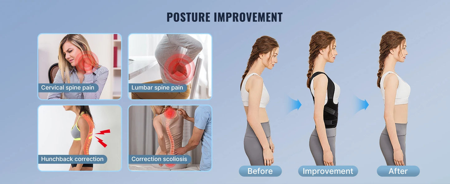 Back Brace and Posture Corrector for Women Men, Adjustable & Lightweight - Scoliosis & Hunchback Correction, Relief Back Pain