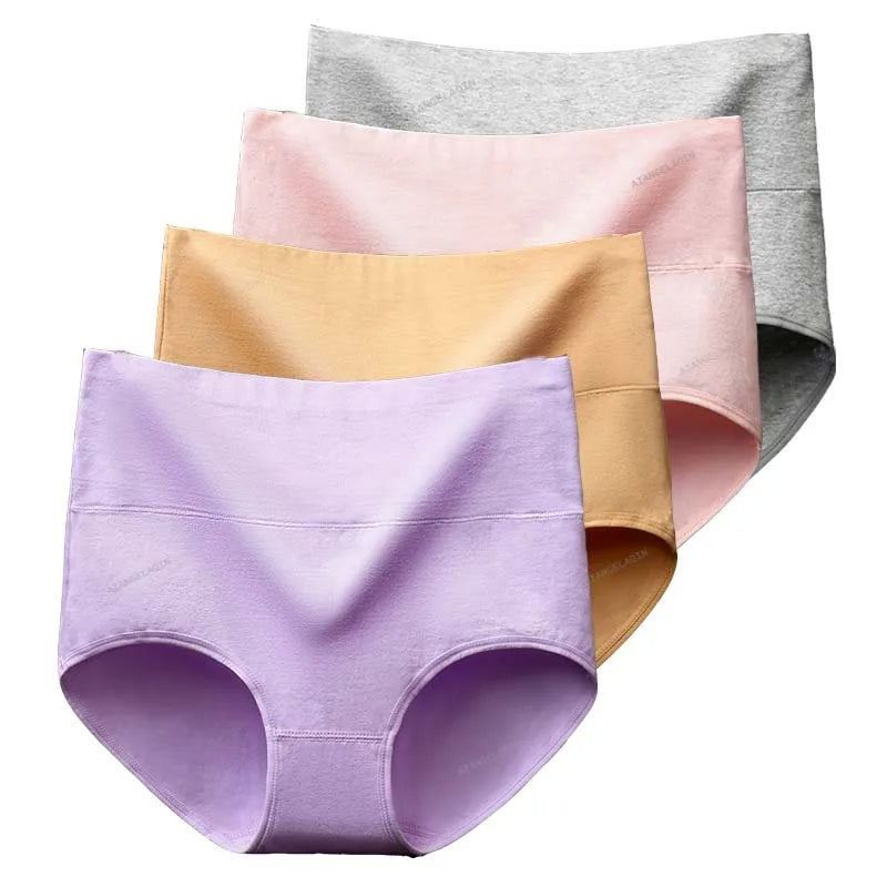 4Pcs/Lot High Waist Panties Women Underwear Cotton Shapers Body Slimming Plus Size Briefs Underpants Female Sexy Lingerie Shorts