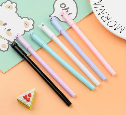 Set of 6 Cute Kitten Gel Pens, Suitable as Party Gifts for Boys and Girls, School Supplies, and Presents
