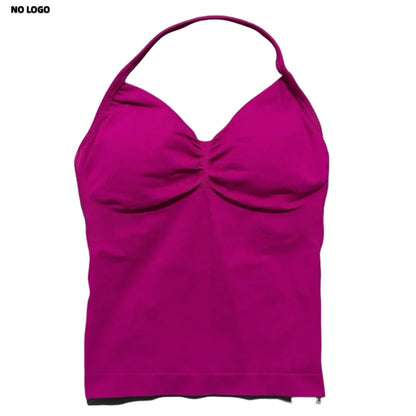 Women Yoga Vest - Longline Strappy Top | Breathable Fitness Tank Top Open Back Halter