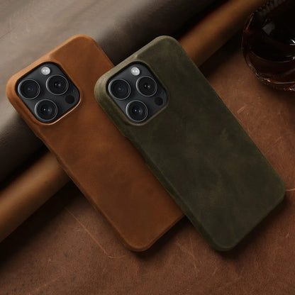 ZWW Crazy House Genuine Leather Cover Case For Iphone 15 Pro Max Case For Iphone 14pro 12 11 XR XS 13 8 Aesthetic Vintage Retro