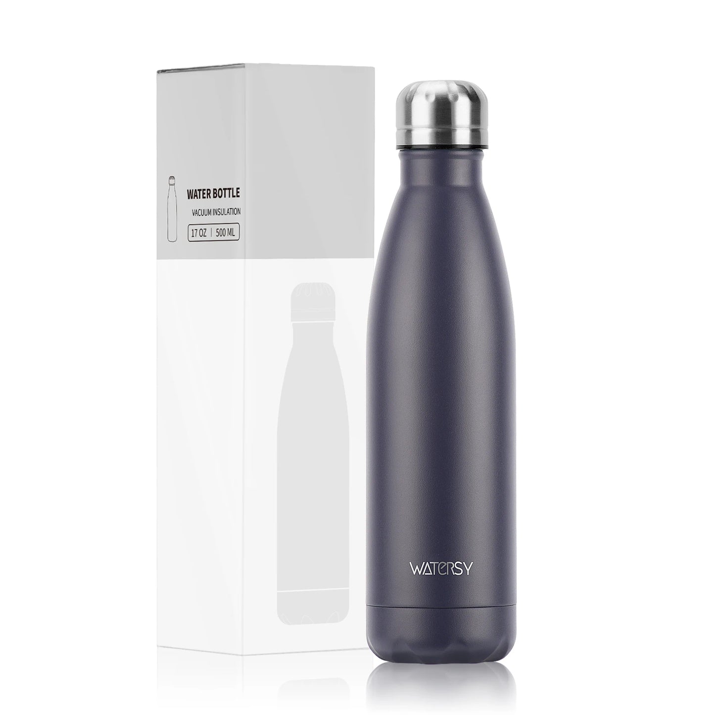 WATERSY 500ml Insulated Water Bottle, Stainless Steel Thermal Leakproof Flask, BPA-Free Double Walled Vacuum Bottle for Sports