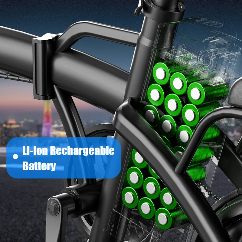14'' Foldable Commuter Ebike 500W Motor Removable Battery Max 19.9MPH Dural Disc Brake with 4 Shock Absorption Mini Electric Bicycle for Adults,College Students, Commuters & Urban Riding E-Bike