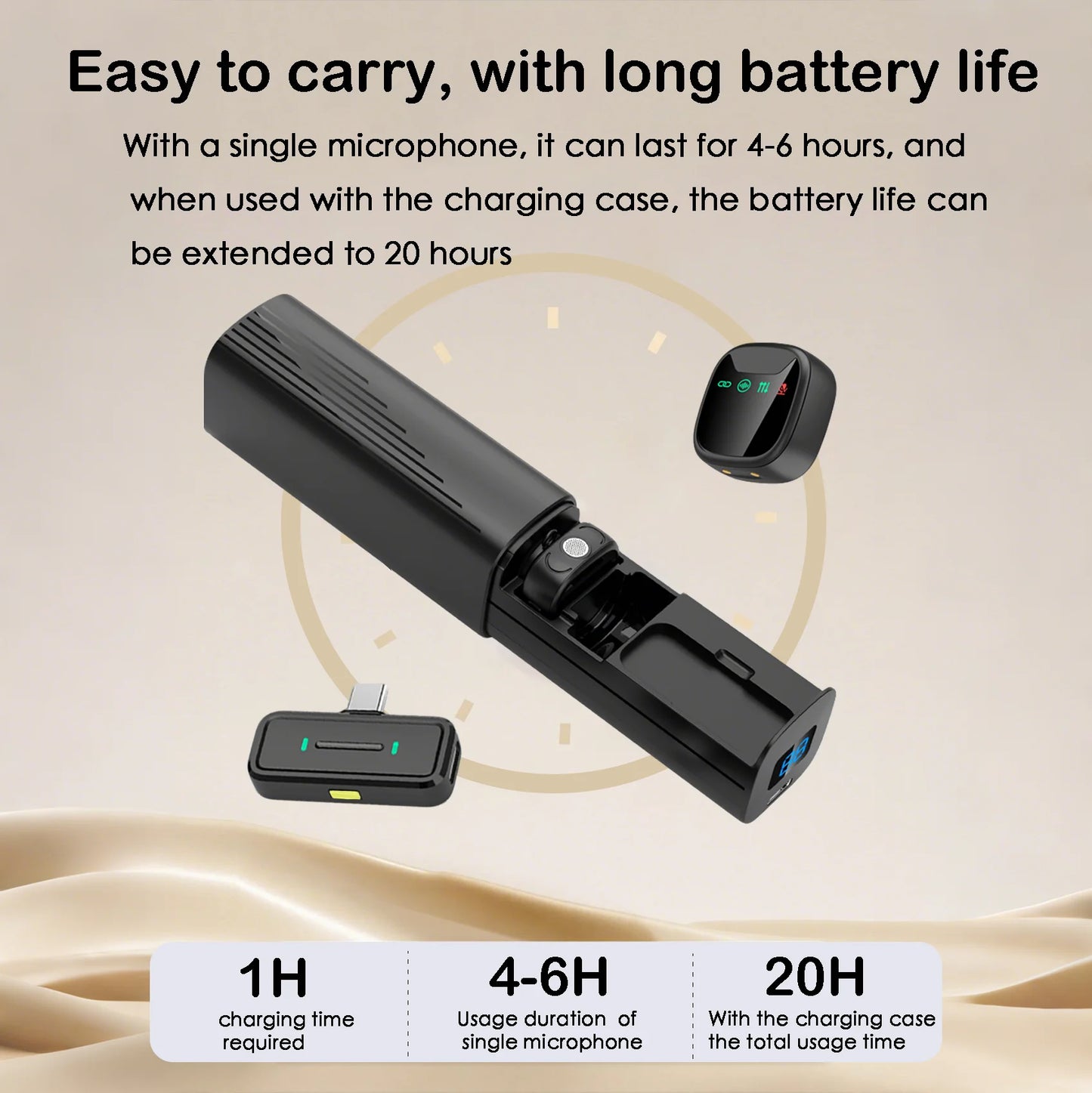 Mini Wireless Lavalier Microphone, With Charging Case, Long Battery Life, Latest Noise Reduction Technology