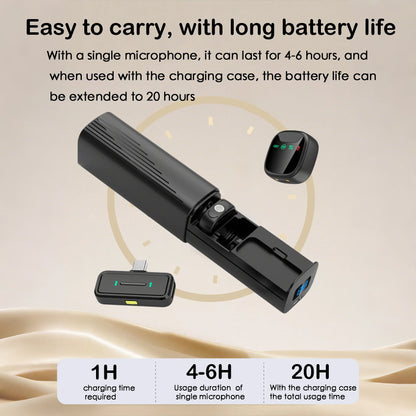 Mini Wireless Lavalier Microphone, With Charging Case, Long Battery Life, Latest Noise Reduction Technology