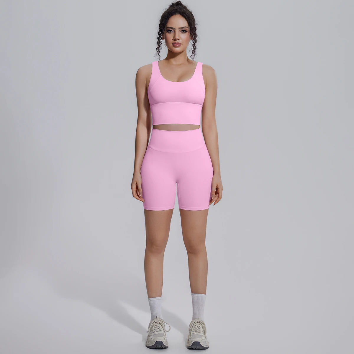 Solid Color Summer Yoga Set Woman's Sexy Backless Yoga Underwear with Chest Pad Quick-Dry Hip Push Up Fitness Shorts Sportswear
