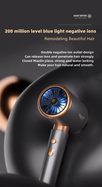 Professional Hair Dryer - Foldable High Power Negative Ion Blu-Ray Electric Blow Dryer