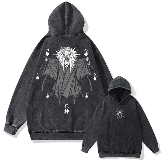 Men Washed Hoodie Sweatshirt Japanese Anime Naruto Print Hooded Pullover Hip Hop Harajuku Streetwear Cotton Vintage Hoodie
