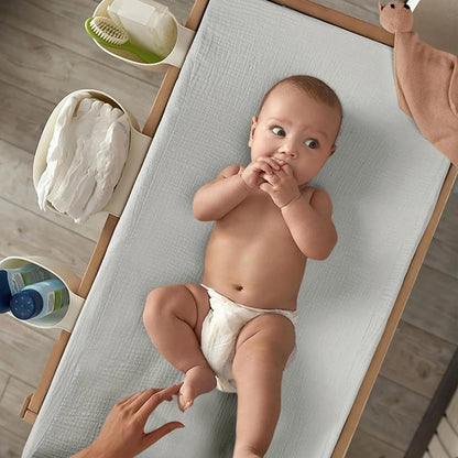 Muslin Changing Pad Cover for Girls Boys Ultra Soft Breathable Cotton Newborn Infant Diaper Changing Table Sheet Set of 2