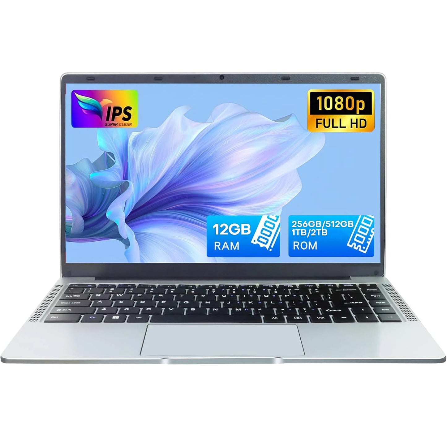 Ultra Slim Laptop 14 Inch Notebook Windows 11 Intel Atom 12GB RAM SSD Storage