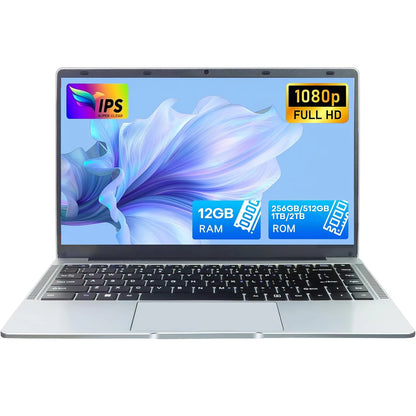 Ultra Slim Laptop 14 Inch Notebook Windows 11 Intel Atom 12GB RAM SSD Storage
