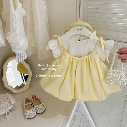Baby Girl Suspender Dress Set Children's Summer Trendy New Korean Version Two-piece Set