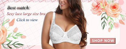 Plus Size Lace Bra - Women's Underwire Floral Lace Brassiere with Adjustable Straps