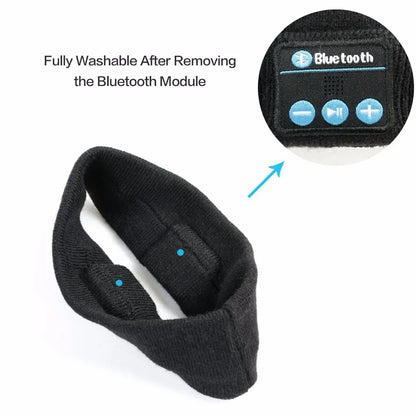 Wireless Stereo Bluetooth 5.4 Headphones Running Sleeping Earphone Headset Knit Sports Music Headband Eye Mask With MIC