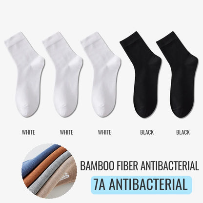 Antibacterial Bamboo Socks – Men’s Business Dress Socks, Thin Deodorant Crew, 5-Pack