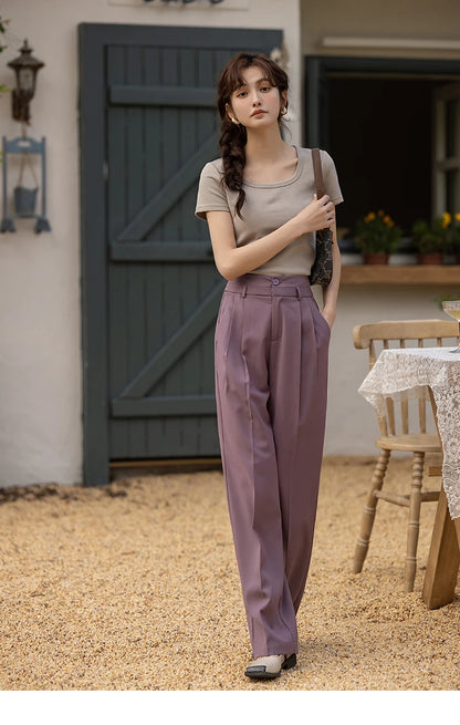 Women's Square-Neck T-Shirt – Elegant Cotton Short-Sleeve Top