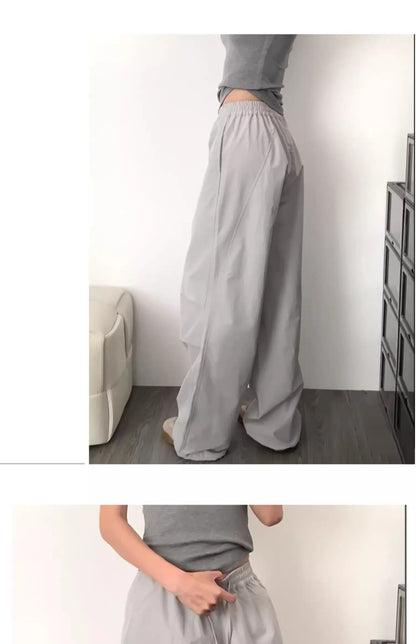 American High Street Style Women's Cargo Pants Spring Summer 2026 New Slimming Drapey Loose Sweatpants Folded Hem