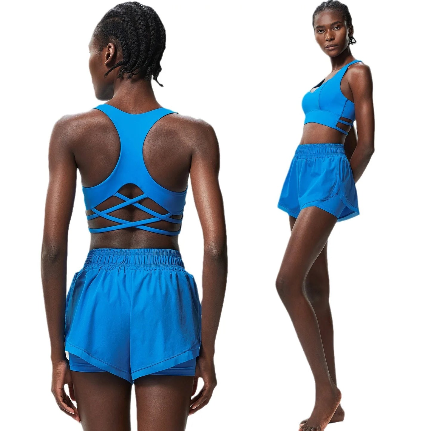 Women Outdoor Running Suit Summer Breathable Quick Dry Short Sportswear Two Pieces Fitness Yoga Set Female Exercise Gym Clothes