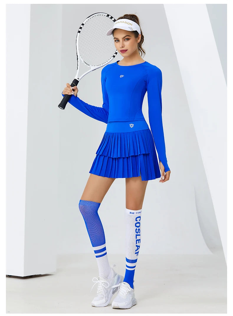 Women Sports Mini Pleated Skirt Golf Tennis Skirts High Waist Double Layer Gym Fitness Running Yoga Athletic Workout Skort