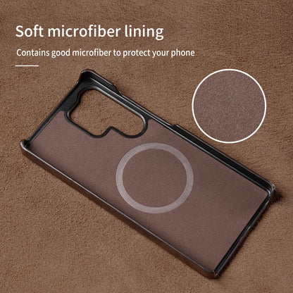 Samsung Leather Phone Case – Genuine Cowhide Magnetic Phone Cover for S24 S25 Ultra