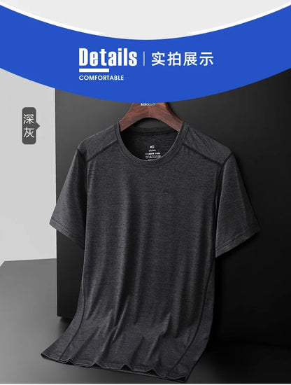 Breathable Camping Tee - Unisex Lightweight Outdoor Shirt With Striped Polyester Spandex