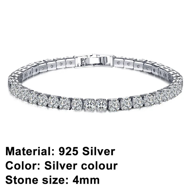 925 Sterling Silver Rose Gold Tennis Bracelet Sparkling Crystal Cubic Zirconia Hip-Hop Luxury Women's Jewelry Surprise Gift